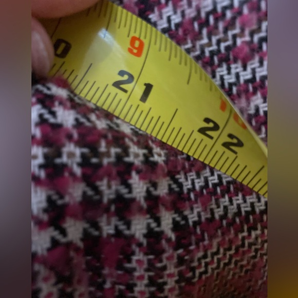 Plaid Ruffle Trim Blazer Jacket Pink Black and White Plaid Size M (Pleione) - Picture 16 of 16